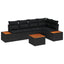 Havesofa Sæt med pude med opbevaring 6 pcs Sort Poly rattan