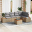 Havesofa Sæt med pude 6 pcs beige og lysegrå Poly rattan
