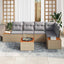 Havesofa Sæt med pude 6 pcs beige og lysegrå Poly rattan
