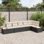Havesofa Sæt med pude 6 pcs Sort og Cream Polyrattan