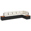 Havesofa Sæt med pude 6 pcs Sort og Cream Polyrattan