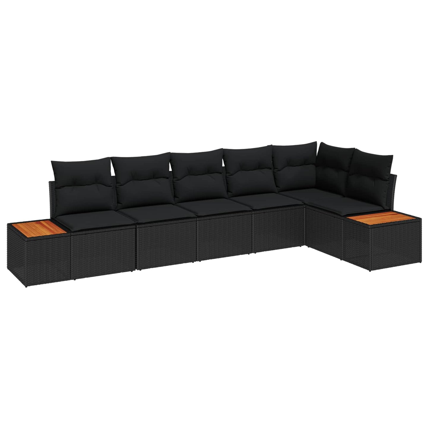 Havesofa Sæt med pude med opbevaring 6 pcs Sort Polyrattan