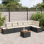 Havesofa Sæt med pude 6 pcs Sort og Cream Polyrattan