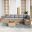 Havesofa Sæt med pude 6 pcs Beige og lys grå Polyrattan