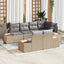 Havesofa Sæt med pude 7 pcs Beige og lys grå Polyrattan