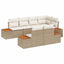 Havesofa Sæt med pude 7 pcs Beige og creme Polyrattan