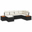 Havesofa Sæt med pude 7 pcs Sort og Cream Polyrattan
