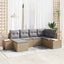 Havesofa Sæt med pude 7 pcs Beige og lys grå Polyrattan