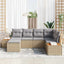 Havesofa Sæt med pude 7 pcs Beige og lys grå Polyrattan