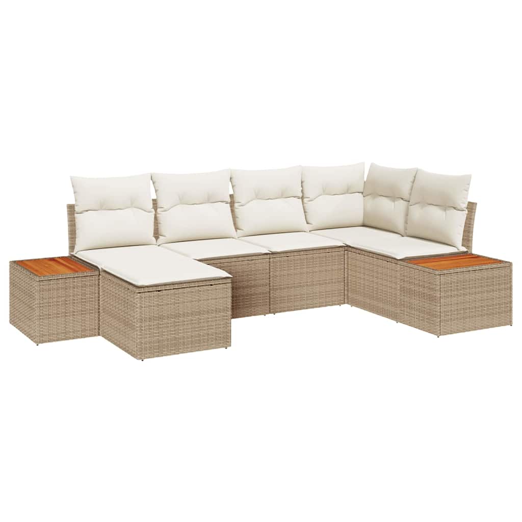 Havesofa Sæt 7 stk. 6-Antal sæder Beige og creme Polyrattan