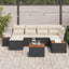 Havesofa Sæt med pude 7 pcs Sort og Cream Polyrattan