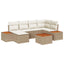 Havesofa Sæt med pude 7 pcs Beige og creme Polyrattan