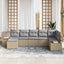 Havesofa Sæt med pude 8 pcs Beige og lys grå Polyrattan
