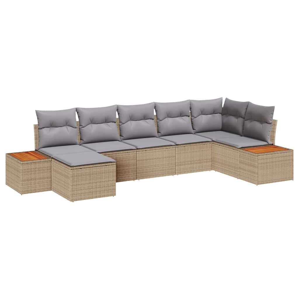 Havesofa Sæt med pude 8 pcs Beige og lys grå Polyrattan