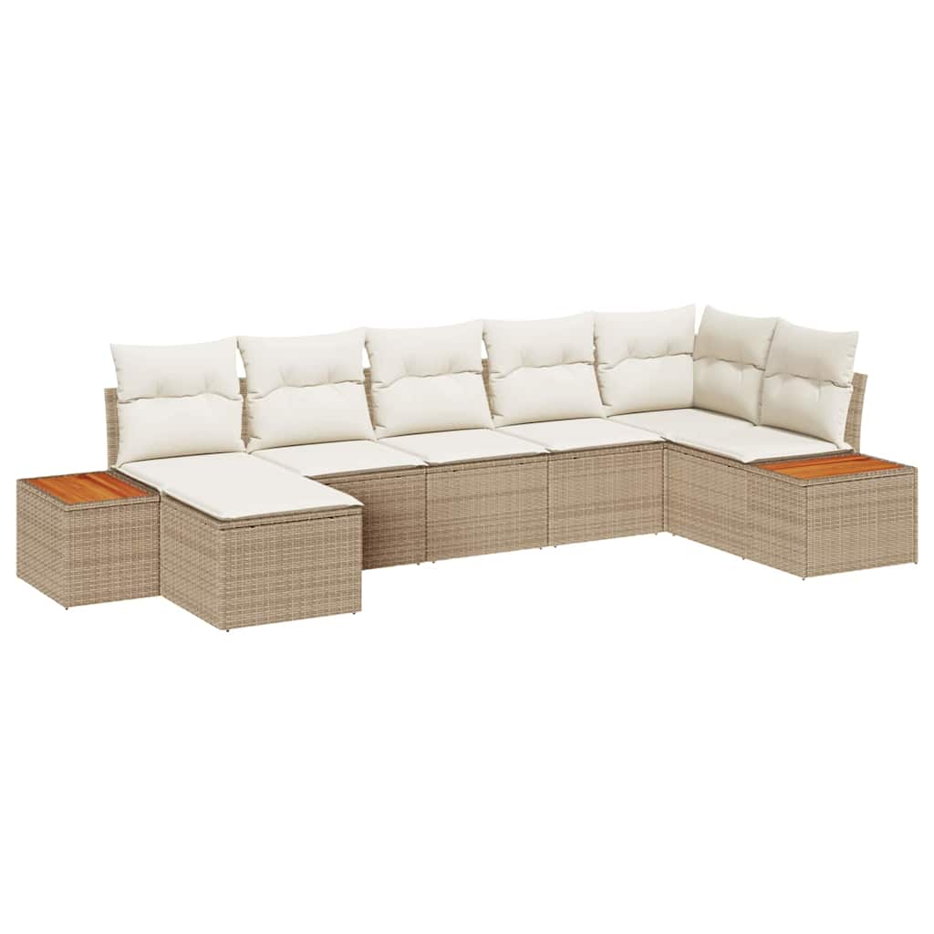 Havesofa Sæt med pude 8 pcs Beige og creme Polyrattan
