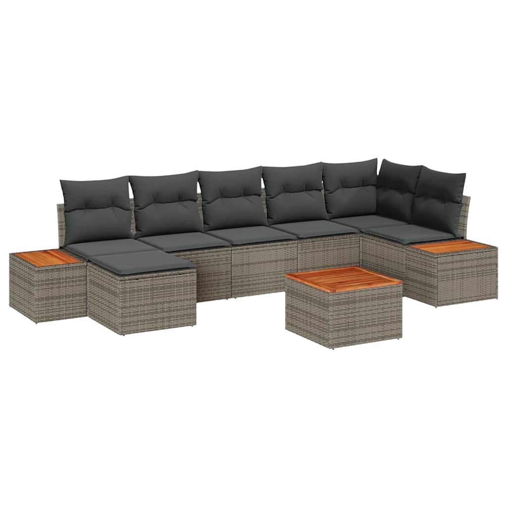 Havesofa Sæt 8 stk. 7-Antal sæder Grå Polyrattan