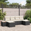 Havesofa Sæt med pude 6 pcs Sort og Cream Poly Rattan