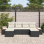 Havesofa Sæt med pude 6 pcs Sort og Cream Poly Rattan