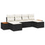 Havesofa Sæt med pude 6 pcs Sort og Cream Poly Rattan