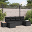 Havesofa Sæt med pude 6 pcs Sort Poly Rattan