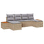 Havesofa Sæt med pude 6 pcs Beige og lys grå Poly Rattan