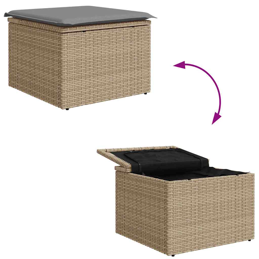 Havesofa Sæt med pude 6 pcs Beige og lys grå Poly Rattan