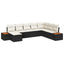 Havesofa Sæt med pude 9 pcs Sort og Cream Polyrattan