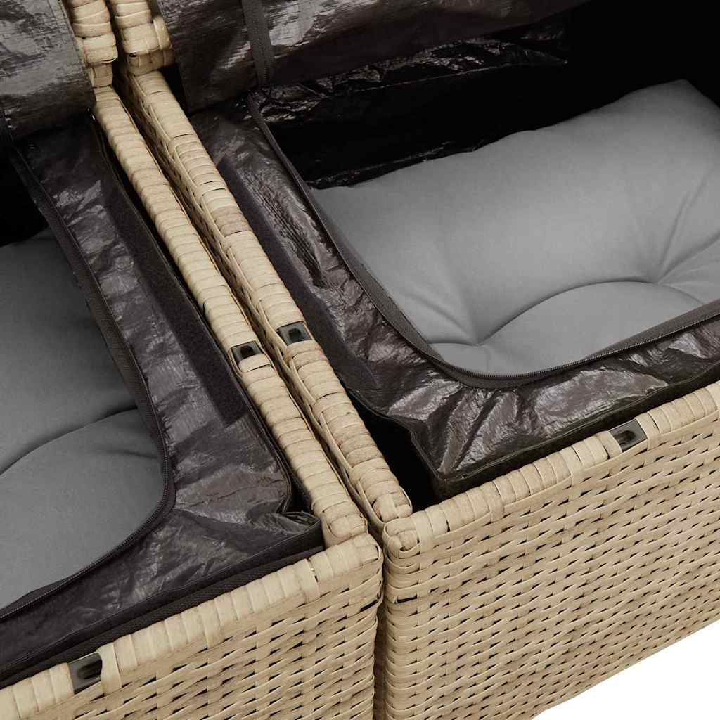 Havesofa Sæt 9 stk. 8-Antal sæder Beige og lys grå Polyrattan