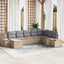 Havesofa Sæt med pude 9 pcs Beige og lys grå Polyrattan