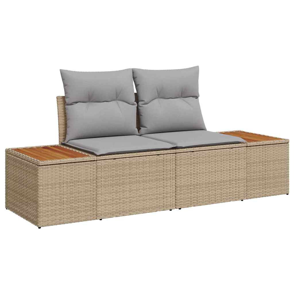 Havesofa Sæt 9 stk. 8-Antal sæder Beige og lys grå Polyrattan