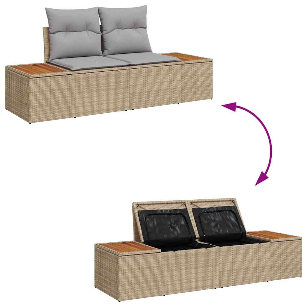 Havesofa Sæt 9 stk. 8-Antal sæder Beige og lys grå Polyrattan