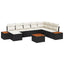Havesofa Sæt med pude 9 pcs Sort og Cream Polyrattan
