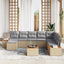 Havesofa Sæt med pude 9 pcs Beige og lys grå Polyrattan