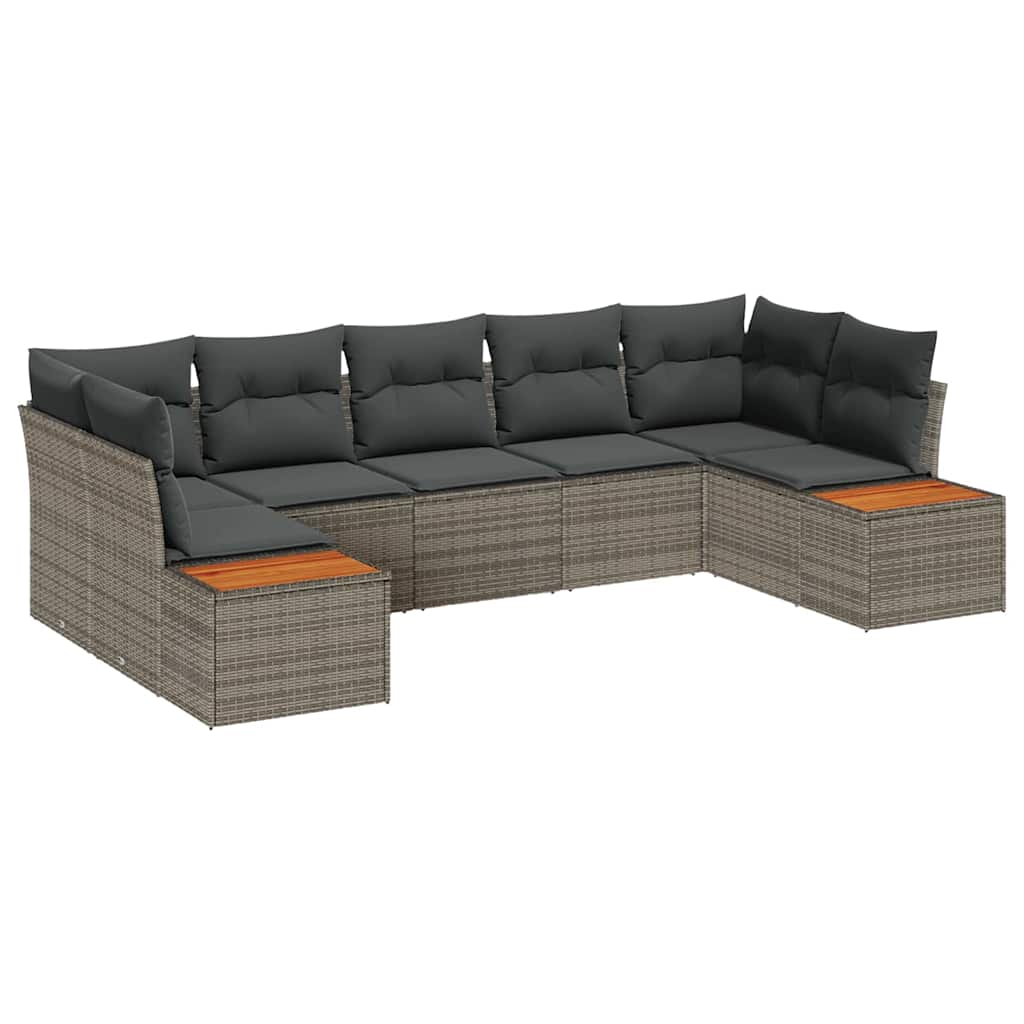 Havesofa Sæt med pude med opbevaring 7 pcs Grå Polyrattan