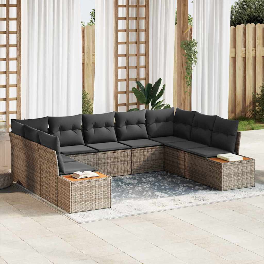 Havesofa Sæt med pude med opbevaring 5 pcs Grå Polyrattan