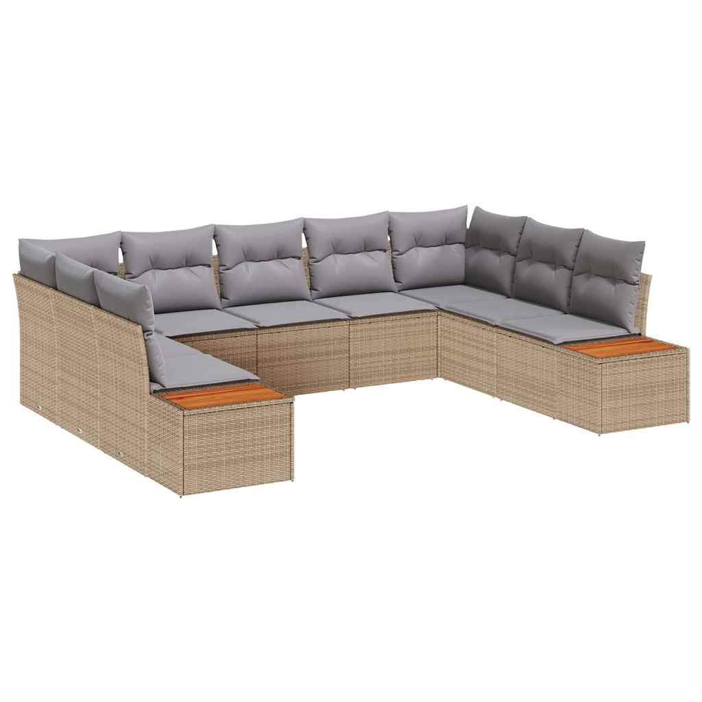 Havesofa Sæt 5 stk. 9-Antal sæder Beige og lys grå Polyrattan