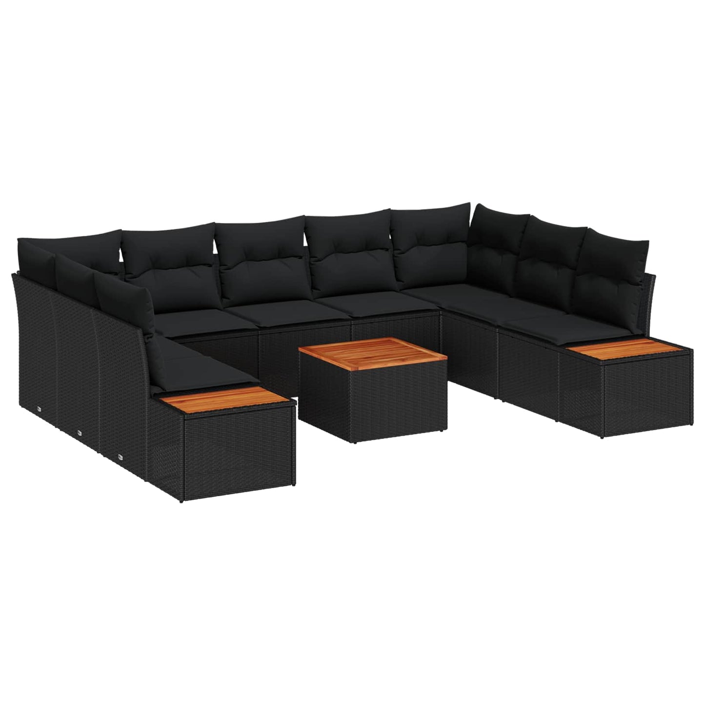 Havesofa Sæt med pude med opbevaring 5 pcs Sort Polyrattan
