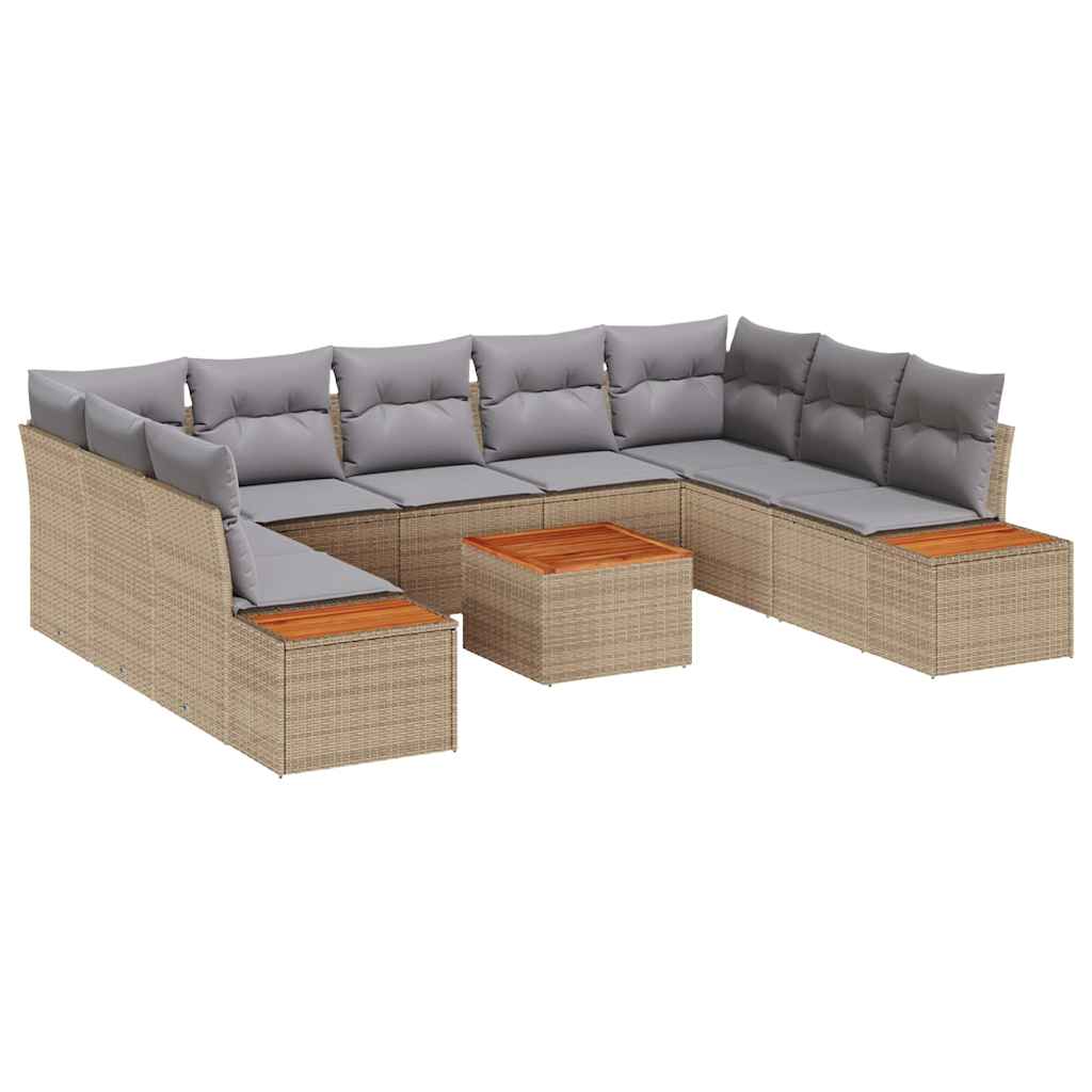 Havesofa Sæt med pude 5 pcs Beige og lys grå Polyrattan