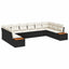 Havesofa Sæt med pude 10 pcs Sort og Cream Polyrattan
