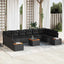 Havesofa Sæt med pude med opbevaring 10 pcs Sort Polyrattan