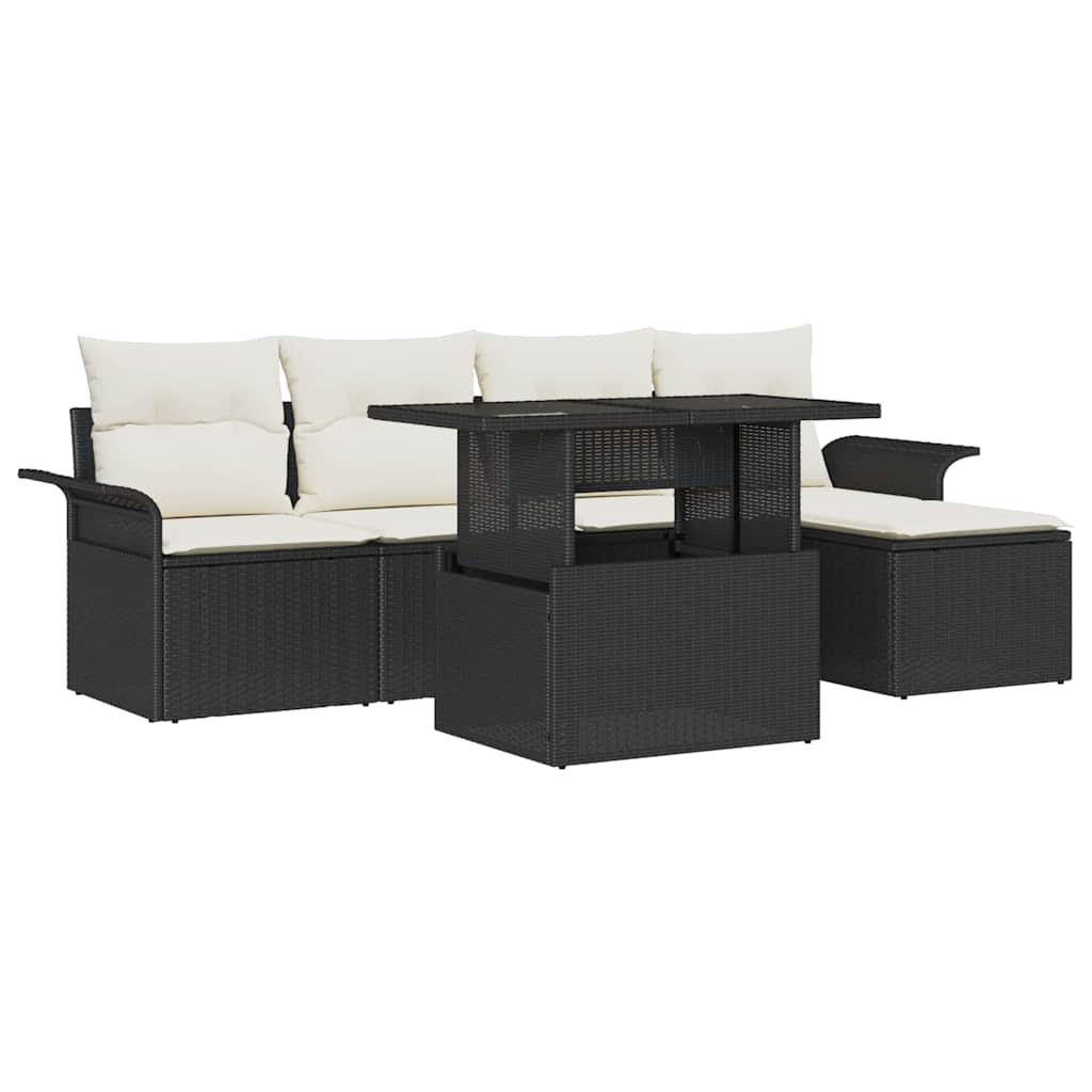 Havesofa Sæt 8 stk. Sort [Syntetisk]: Poly Rattan