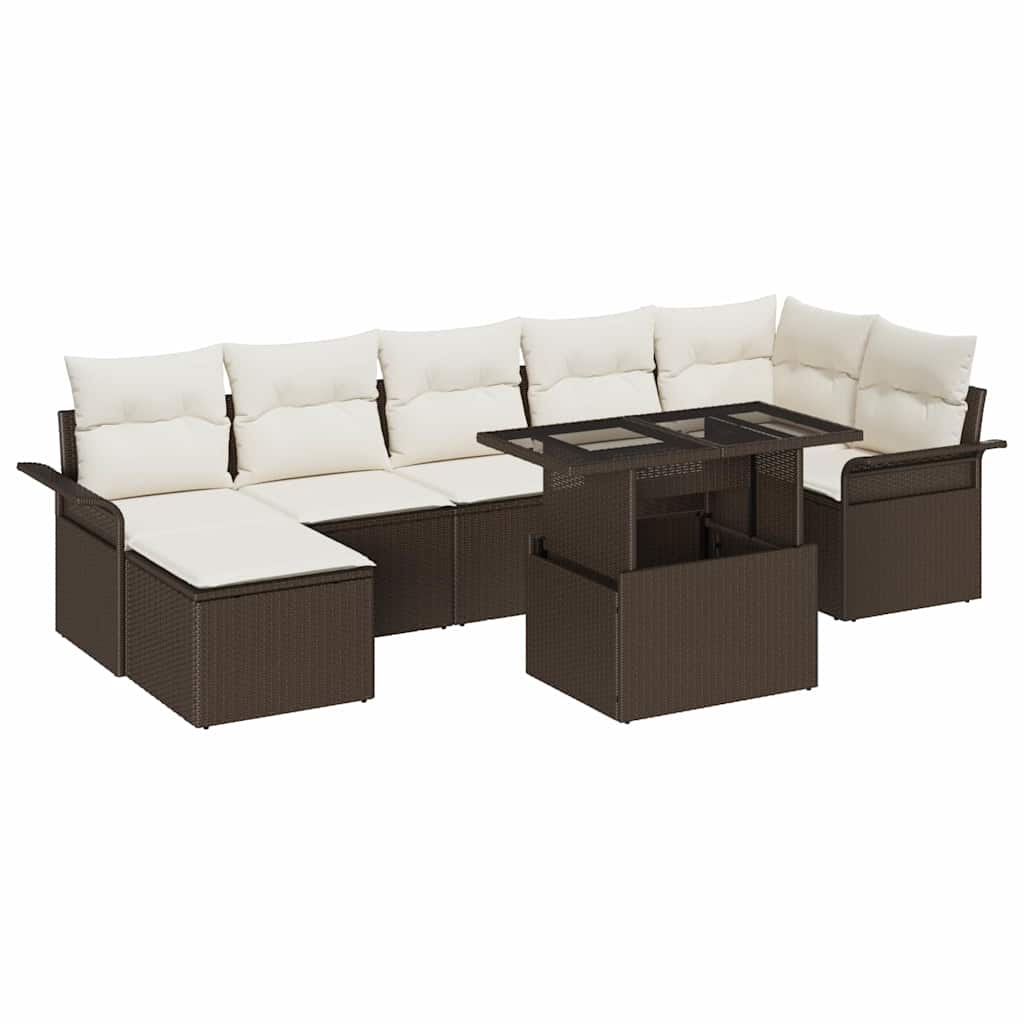Havesofa Sæt 8 stk. Brun [Syntetisk]: Poly Rattan
