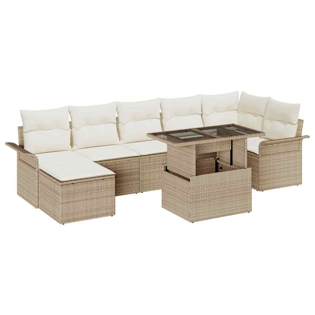 Havesofa Sæt 8 stk. Beige [Syntetisk]: Poly Rattan