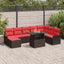 Havesofa Sæt med pude 9 pcs Brun Poly Rattan