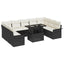 Havesofa Sæt med pude med pude 10 pcs Sort Poly Rattan