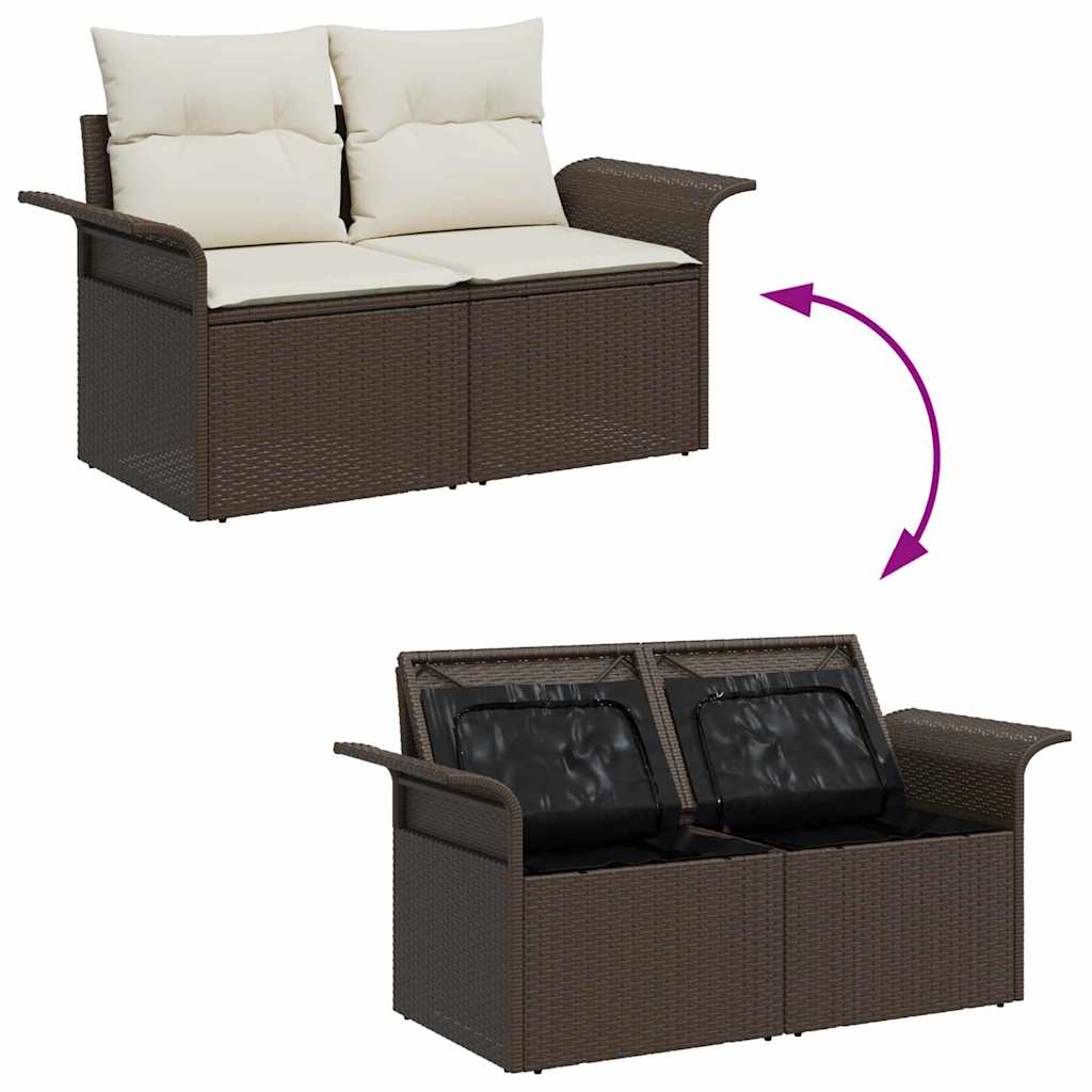 Havesofa Sæt med pude med pude 11 pcs Brun Poly Rattan