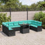 Havesofa Sæt med pude med pude 11 pcs Sort Poly Rattan
