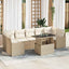 Havesofa Sæt 8 stk. 7-Antal sæder Beige Poly Rattan