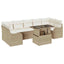 Havesofa Sæt 8 stk. 7-Antal sæder Beige Poly Rattan
