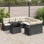 Havesofa Sæt med pude med pude 9 pcs Sort Polyrattan